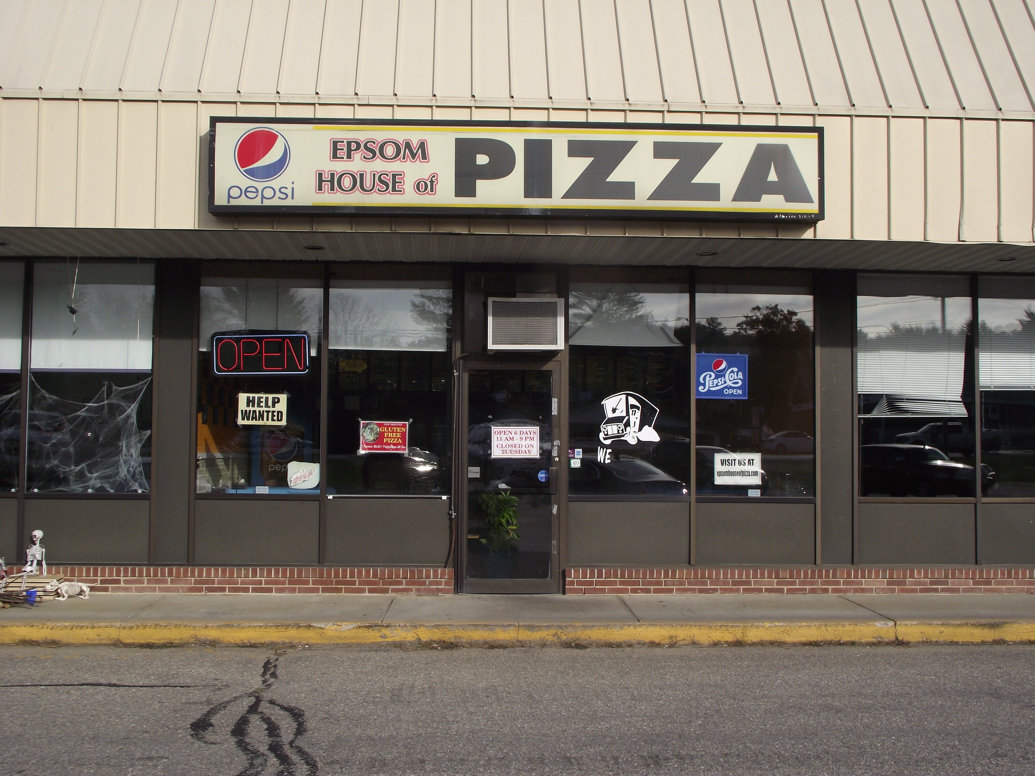 The real Epsom House of Pizza storefront in Epsom Shoppes